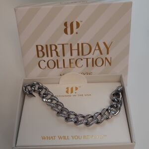 Birthday Collection Silver-Tone Pave Link Bracelet